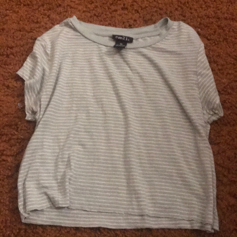 Green crop top with white stripes